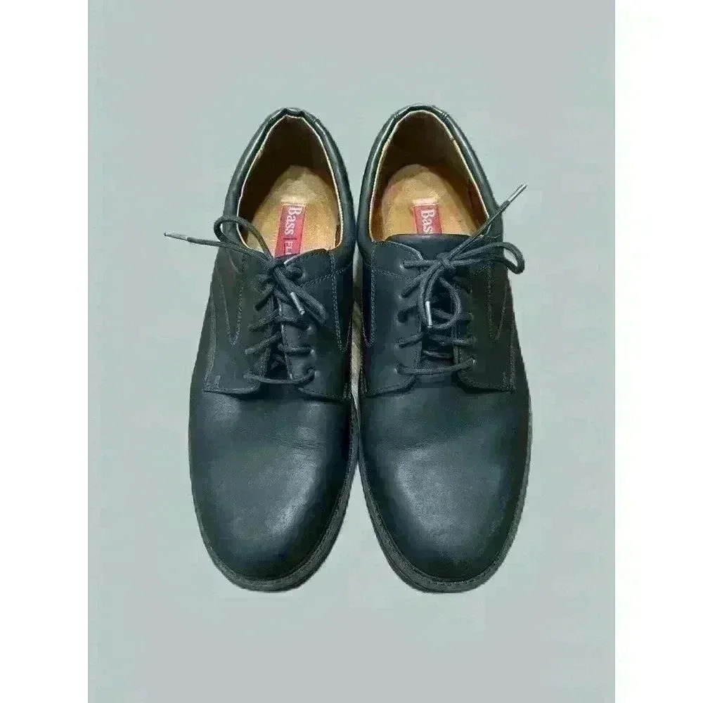 BASS Flex Men's Black Lace-up Leather Shoes Size 10 Made in Brazil
